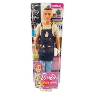 BARBIE Doll Ken Coffee Shop Barista Doll w/ Man Bun